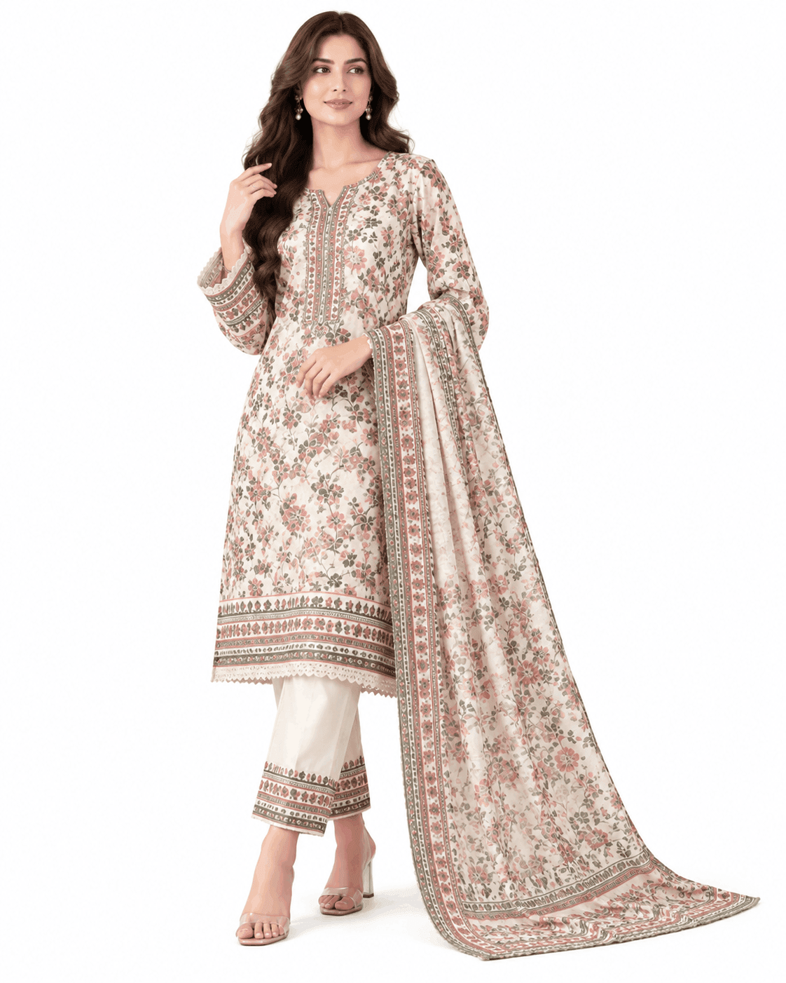 Ivory Bloom Embroidered 3-Piece Suit
