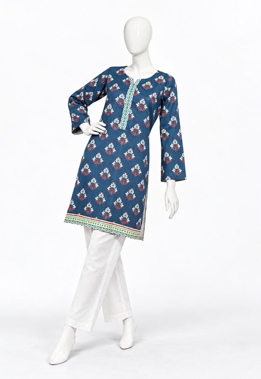 Lawn Kurti(Dark Teal Green)